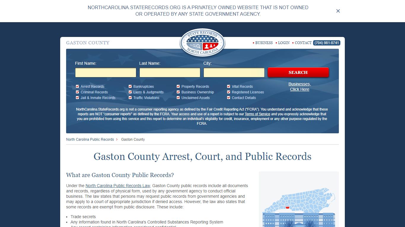 Gaston County Arrest, Court, and Public Records