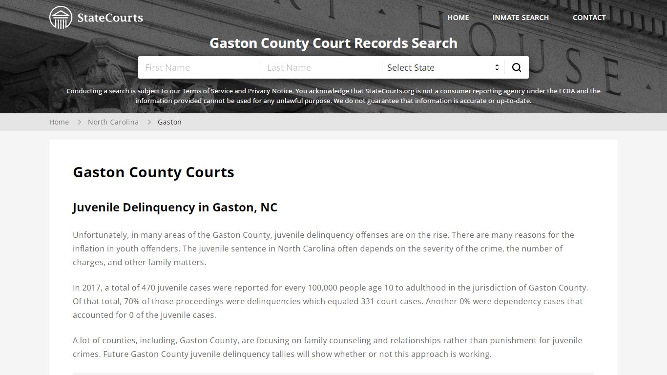 Gaston County, NC Courts - Records & Cases - StateCourts